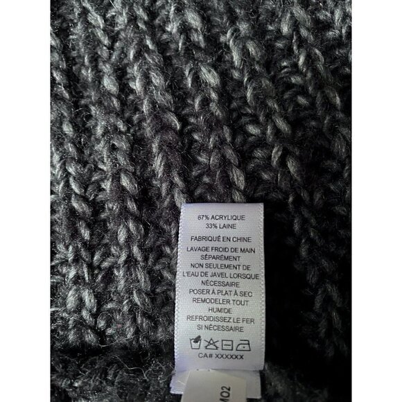 Y2K Wool Express High Lo Hem Asymmetric Drape Open Cardigan Charcoal Women’s XL - Picture 11 of 11